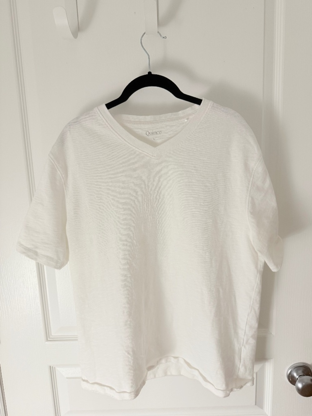 Quince Slub V-Neck Organic Cotton - White / Large